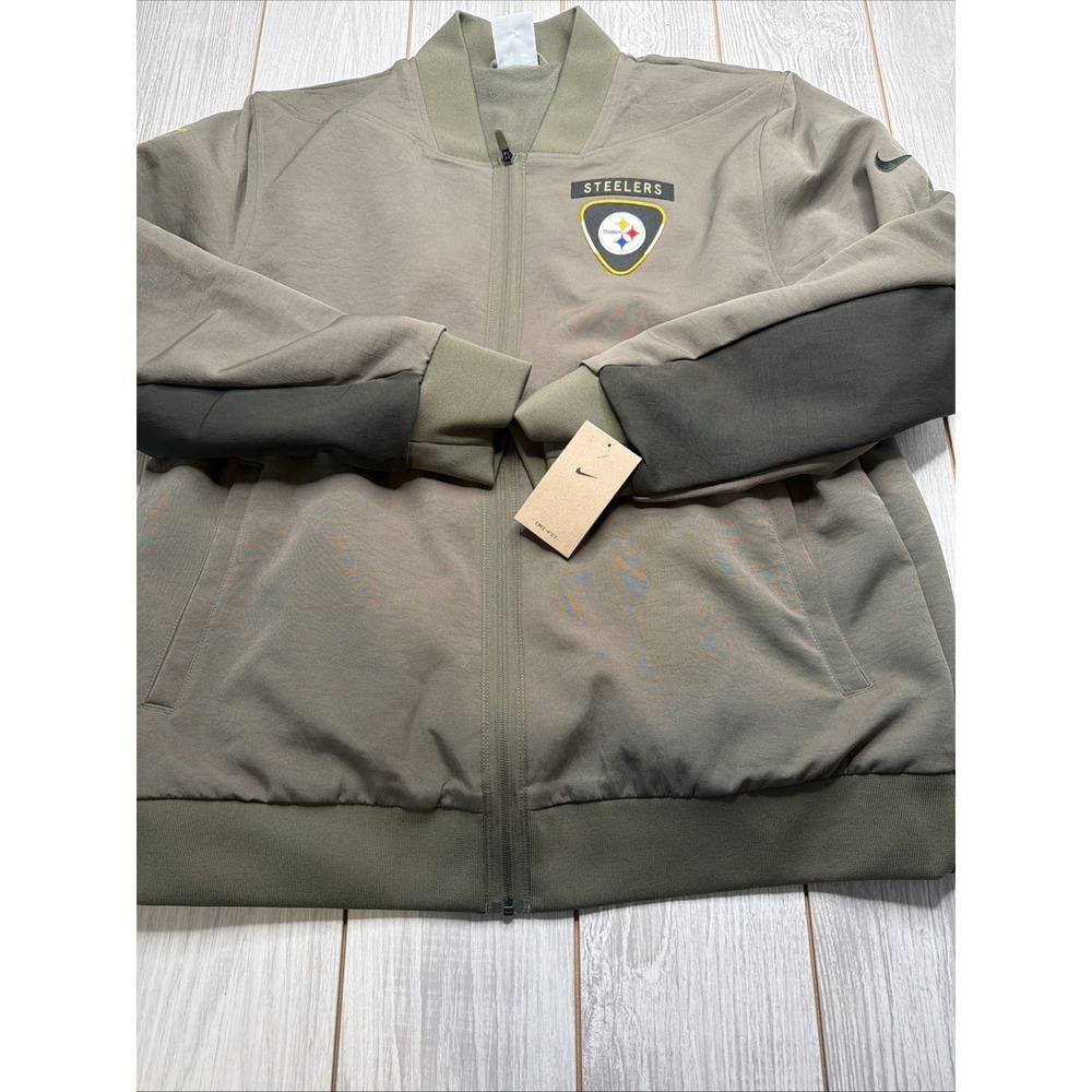New Nike Pittsburgh Steelers Mens Salute To Service Bomber Jacket Size XL Green